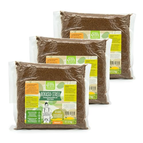 EM-Chiemgau Bokashi Ferment Trocken [mit Effektive Mikroorganismen] Kompostbeschleuniger & Fermentationshilfe für Bokashi Eimer - Bodenaktivator und Geruchsbinder für Garten, Haustier, Stall (3 Kg) von Fischer’s EM-Chiemgau