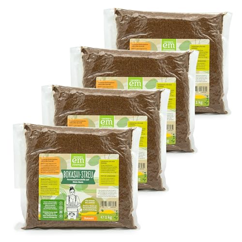 EM-Chiemgau Bokashi Ferment Trocken [mit Effektive Mikroorganismen] Kompostbeschleuniger & Fermentationshilfe für Bokashi Eimer - Bodenaktivator und Geruchsbinder für Garten, Haustier, Stall (4 Kg) von Fischer’s EM-Chiemgau