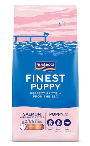 Fish4Dogs Feinster Welpenlachs mit Süßkartoffel (kleines Trockenfutter), 12 kg von Fish4Dogs