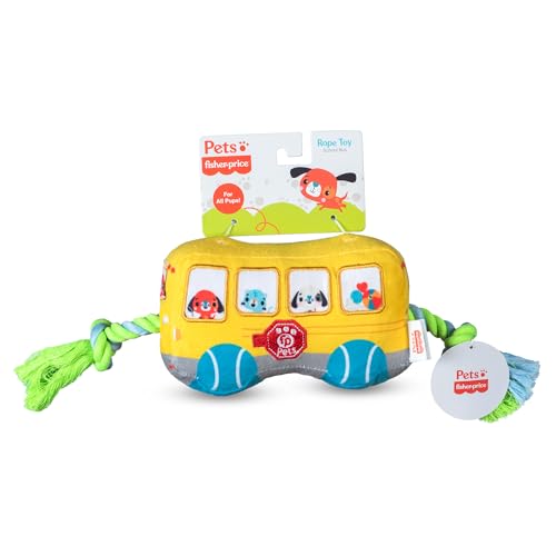 Fisher-Price for Pets School Bus Rope Toy for Dogs, Dog Tug Toy with Rope, Plush Dog Toy with Squeaker Inside, Developmental Dog Toys Fisher-Price for Pets School Bus Rope Toy for Dogs, Dog Tug Toy with Rope, Plush Dog Toy with Squeaker Inside, Developmental Dog Toys von Fisher-Price