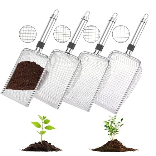 FitRepa 4 PCS Gartensieb aus Edelstahl Kompostsieb mit Griff, Erdsieb Sandsieb, für Erde, Steine, Kompost, Unkraut, Sand, Schotter und Saatgut (2/2.8/3.8/5mm Mesh) von FitRepa