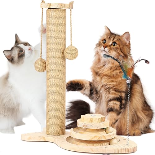 FitRepa Katzenkratzbaum Multifunktionaler Katzenkratzbaum - mit massivem Holzsockel, interaktives Spur & Federfederspielzeug, Kratzbäume für Indoor-Katzen FitRepa Katzenkratzbaum Multifunktionaler Katzenkratzbaum - mit massivem Holzsockel, interaktives Spur & Federfederspielzeug, Kratzbäume für Indoor-Katzen von FitRepa