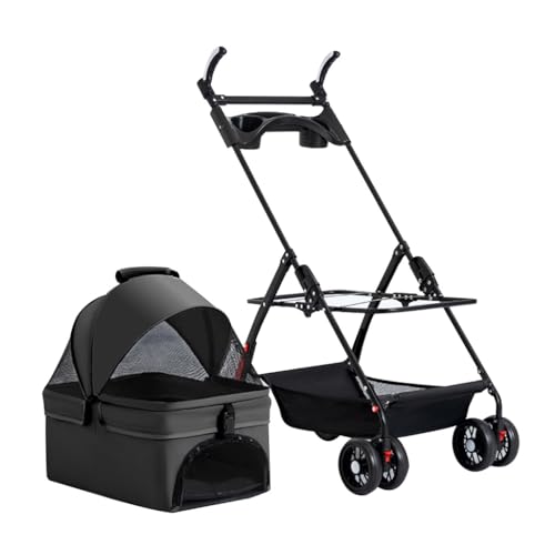 Faltbarer Reise-Kinderwagenträger mit Getränkehalterablage, Haustier-Kinderwagen for kleine Hunde, Haustier-Kinderwagen, leichter Hunde-Kinderwagen, Welpen- und Katzen-Kinderwagen mit verstellbarem Gr Faltbarer Reise-Kinderwagenträger mit Getränkehalterablage, Haustier-Kinderwagen for kleine Hunde, Haustier-Kinderwagen, leichter Hunde-Kinderwagen, Welpen- und Katzen-Kinderwagen mit verstellbarem Gr von Fitlin