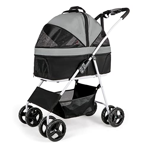 Haustier-Hunde-Kinderwagen for mittelgroße Hunde, Katzen-Hunde-Kinderwagen, Reise-Tragewagen, Haustier-Kinderwagen, abnehmbarer Hundewagen, Kinderwagen for kleine Hunde, einfach zusammenklappbar(Dark von Fitlin