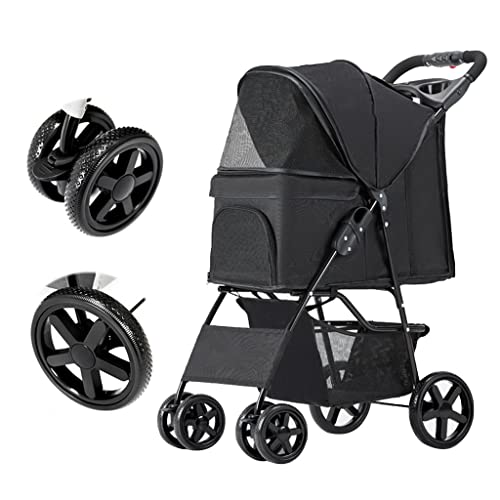 Haustier-Hundewagen for kleine, mittelgroße Hunde und Katzen, Haustier-Hundekatzen-Kinderwagen, leichter zusammenklappbarer Haustier-Reisewagen, Premium-Hundewagen, Katzenwagen-Kinderwagen mit Getränk von Fitlin