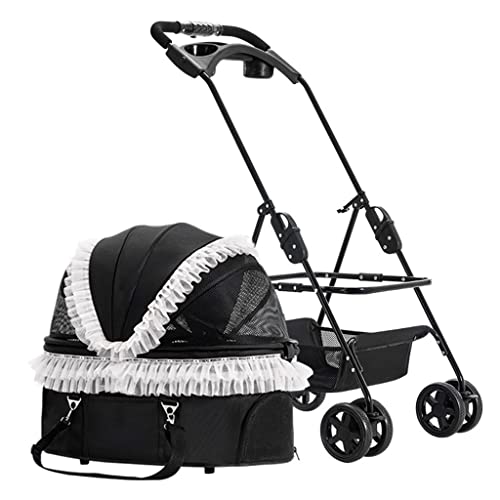Haustier-Reisekinderwagen, Katzen- und Hundewagen for kleine, mittelgroße Hunde und Katzen, Katzenwagen mit 4 Rädern, zusammenklappbarer Hundewagen, Hundewagen, Kinderwagen, Reiseträger, Trolley mit G Haustier-Reisekinderwagen, Katzen- und Hundewagen for kleine, mittelgroße Hunde und Katzen, Katzenwagen mit 4 Rädern, zusammenklappbarer Hundewagen, Hundewagen, Kinderwagen, Reiseträger, Trolley mit G von Fitlin