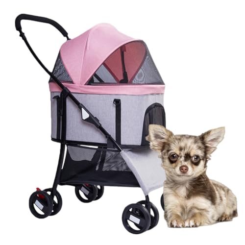 Hunde-Kinderwagen, Reise-Kinderwagen-Träger, Outdoor-Buggy, 4-Rad-Haustier-Katzen-Kinderwagen, Haustier-Hunde-Kinderwagen for kleine Hunde, Haustier-Katzen-Kinderwagen, zusammenklappbarer, abnehmbarer Hunde-Kinderwagen, Reise-Kinderwagen-Träger, Outdoor-Buggy, 4-Rad-Haustier-Katzen-Kinderwagen, Haustier-Hunde-Kinderwagen for kleine Hunde, Haustier-Katzen-Kinderwagen, zusammenklappbarer, abnehmbarer von Fitlin
