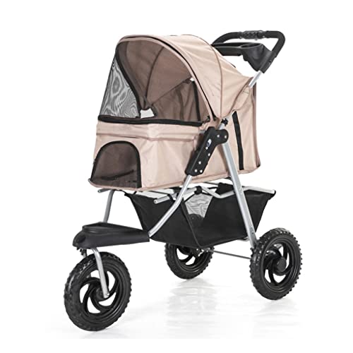 Hundekinderwagen, 3 Räder, Haustier-Kinderwagen for Katzen/Hunde, Kinderwagenträger, große Räder, Hundewagen, Kinderwagen for mittelgroße und kleine Hunde, faltbarer Hundewagen mit Getränkehalter, Bel Hundekinderwagen, 3 Räder, Haustier-Kinderwagen for Katzen/Hunde, Kinderwagenträger, große Räder, Hundewagen, Kinderwagen for mittelgroße und kleine Hunde, faltbarer Hundewagen mit Getränkehalter, Bel von Fitlin