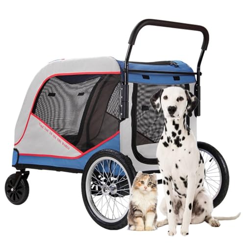 Hundewagen for große Hunde und Katzen, Hundewagen for große Hunde, Reisewagen, großer Hundewagen, robuster Hundewagen for Zwei oder mehrere Haustiere(Grey a) von Fitlin