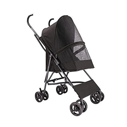 Hundewagen for kleine Hunde, Leichter Kinderwagen for Katzen, Welpen und Kätzchen, Hundewagen mit Regenschirmstruktur, Kinderwagen for kleine Hunde, Design ohne Installation(Black) von Fitlin