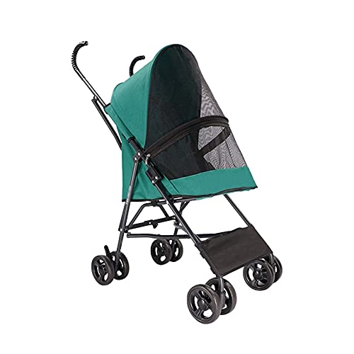 Hundewagen for kleine Hunde, Leichter Kinderwagen for Katzen, Welpen und Kätzchen, Hundewagen mit Regenschirmstruktur, Kinderwagen for kleine Hunde, Design ohne Installation(Green) von Fitlin