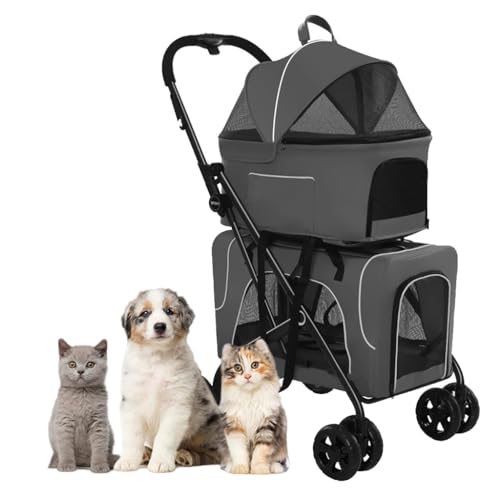Katzen- und Hundekinderwagen, atmungsaktiver Doppel-Haustier-Kinderwagen, Reiseträger, 4-Rad-Haustier-Hunde-Kinderwagen, Kinderwagen, leichte Haustier-Kinderwagen for Hunde und Katzen, ideal for Zwill Katzen- und Hundekinderwagen, atmungsaktiver Doppel-Haustier-Kinderwagen, Reiseträger, 4-Rad-Haustier-Hunde-Kinderwagen, Kinderwagen, leichte Haustier-Kinderwagen for Hunde und Katzen, ideal for Zwill von Fitlin