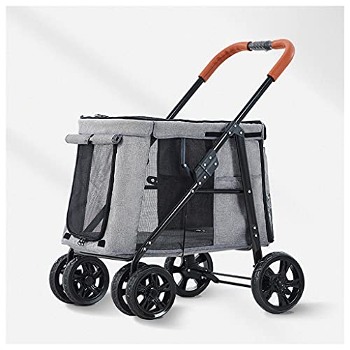 Luxuriöser Hunde-Kinderwagen, Hunde-Kinderwagen for große Hunde, Premium-Haustier-Kinderwagen, 4-Rad-Haustierausrüstung, Haustier-Kinderwagen for Katzen, Hunde und mehr, faltbarer Kinderwagen(Light Gr von Fitlin