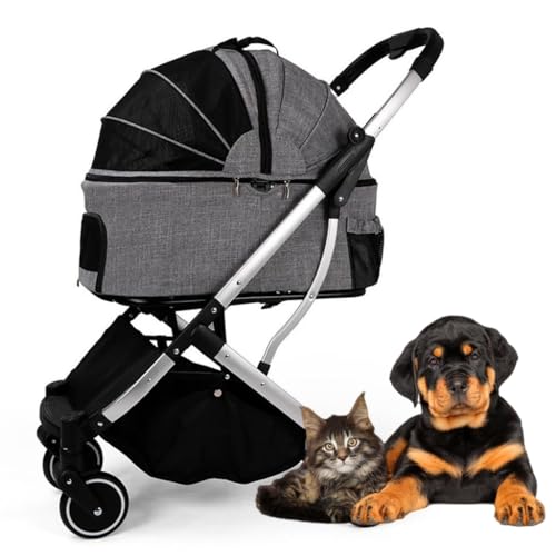 Zusammenklappbarer Hundewagen, Haustier-Kinderwagen, Hundewagen for mittelgroße und kleine Hunde, Katzen-Hundewagen, Reiseträgerwagen, abnehmbarer Hundewagen, Kinderwagen, Netz mit großer Kapazität(Gr Zusammenklappbarer Hundewagen, Haustier-Kinderwagen, Hundewagen for mittelgroße und kleine Hunde, Katzen-Hundewagen, Reiseträgerwagen, abnehmbarer Hundewagen, Kinderwagen, Netz mit großer Kapazität(Gr von Fitlin