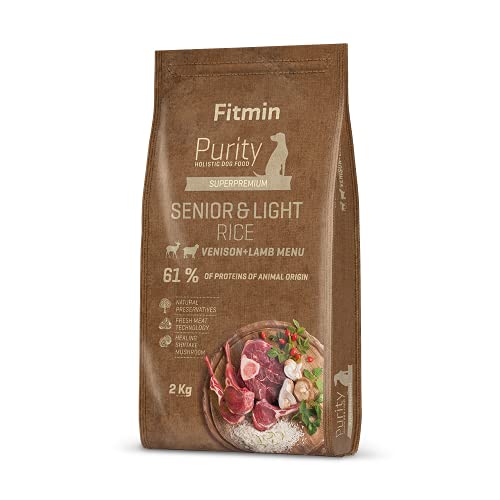 Fitmin Dog Purity Rice Senior & Light Venision & Lamb | Hundetrockenfutter | Komplettfutter mit verringertem Energiegehalt | Ideal für übergewichtige Hunde und Senioren | 2 kg von Fitmin