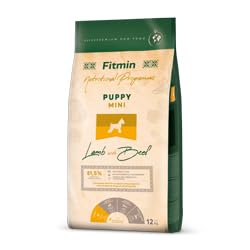 Fitmin Mini Puppy Lamb with Beef | Hundetrockenfutter | Futter mit Lamm und Rindfleisch | 81% tierischen Rohstoffen | Futter für Welpen Kleiner Rassen | 12kg oder 2.5kg (12000) von Fitmin