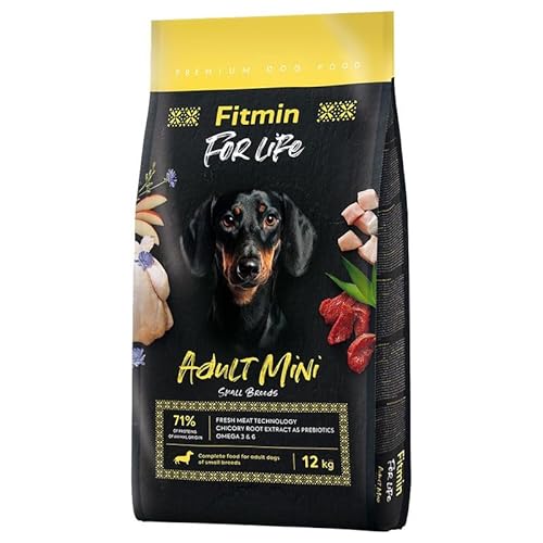 Fitmin for Life Minifutter für kleine Hunde | Hundetrockenfutter | Hundenahrung mit Frischfleisch | 71% Protein tierischen Ursprungs | Futter für kleine Hunde | 12kg von Fitmin