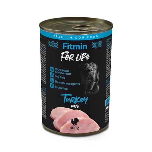 Fitmin for Life Turkey Pate - Getreidefreies Nassfutter für ausgewachsene Hunde Aller Rassen in der Dose, 6 x 400g von Fitmin