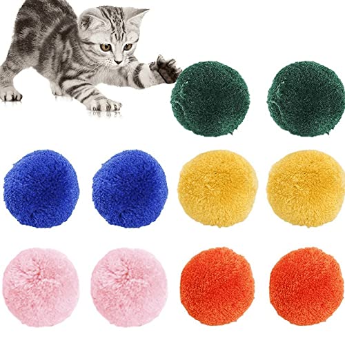 Fituenly 10 Große Katzenspielzeugbälle 3,6 cm Weiche Kätzchen-pom-poms-bälle, Pelzige Katzenbälle, Spielzeug Für Innenkatzen, Interaktives Ballspiel, Zufällige Farbe von Fituenly