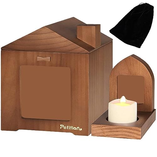 Fituenly Pet Memorial Urne Für Asche, Nature Holzkatze Oder Hunde Gedächtnisbox, Haustierfeind Mit Fotorahmen Und Kerzenhalter, Pet Memorial Keepsake Remembrance Geschenke von Fituenly