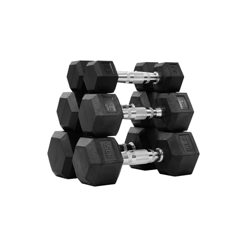 Hex Hanteln Gummierte Handgewichte Set für Übungen und Fitness, einschließlich 2,3 kg, 4,5 kg, 6,8 kg Paar Set von Fitvids