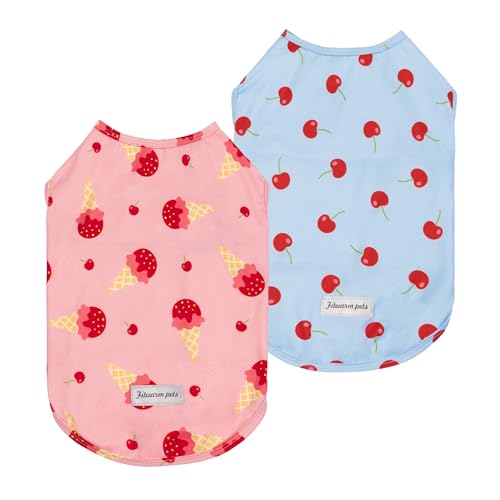 Fitwarm 2 Stück Eiscreme & Kirsche UPF 50+ UV-Sonnenschutz, leichte Kühlweste, schnell trocknende Sommerkleidung für kleine Hunde, Mädchen, Haustier-Outfit, Rosa, Hellhimmelblau, Größe XS Fitwarm 2 Stück Eiscreme & Kirsche UPF 50+ UV-Sonnenschutz, leichte Kühlweste, schnell trocknende Sommerkleidung für kleine Hunde, Mädchen, Haustier-Outfit, Rosa, Hellhimmelblau, Größe XS von Fitwarm