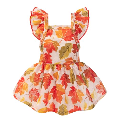 Fitwarm Ahorn-Hundekleid, gerüscht, Erntedankfest, Herbst-Hundekleidung für kleine Hunde und Mädchen, Haustier-Outfit, Rot, Orange, Größe XS Fitwarm Ahorn-Hundekleid, gerüscht, Erntedankfest, Herbst-Hundekleidung für kleine Hunde und Mädchen, Haustier-Outfit, Rot, Orange, Größe XS von Fitwarm