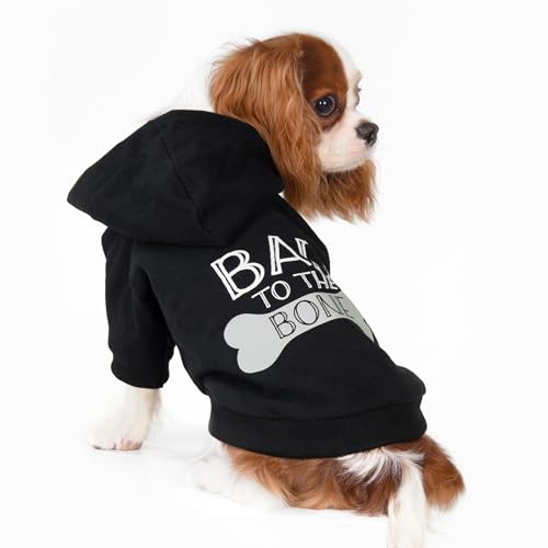 Fitwarm Bad to The Bone Hund Hoodie, Hundekleidung für kleine Hunde Mädchen Junge, Hunde-Sweatshirt mit Kapuze, lustige Hundekleidung, Haustier Katze Outfit, Schwarz, XL von Fitwarm