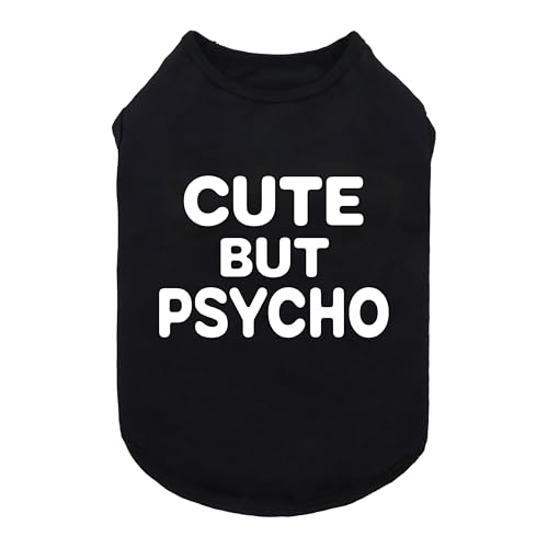Fitwarm Cute But Psycho Hunde-Shirt, Sommerkleidung für kleine Hunde, Jungen, Mädchen, lustiges Haustier-Outfit, Schwarz, Weiß, Größe XXL Fitwarm Cute But Psycho Hunde-Shirt, Sommerkleidung für kleine Hunde, Jungen, Mädchen, lustiges Haustier-Outfit, Schwarz, Weiß, Größe XXL von Fitwarm
