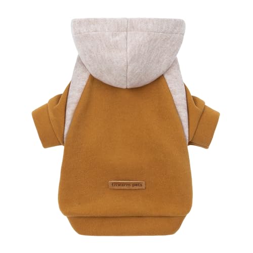 Fitwarm Farbblock-Hunde-Kapuzenpullover, Winterkleidung für kleine Hunde, Jungen und Mädchen, leichtes Haustier-Kapuzen-Sweatshirt, Braun, Beige, Größe XL Fitwarm Farbblock-Hunde-Kapuzenpullover, Winterkleidung für kleine Hunde, Jungen und Mädchen, leichtes Haustier-Kapuzen-Sweatshirt, Braun, Beige, Größe XL von Fitwarm