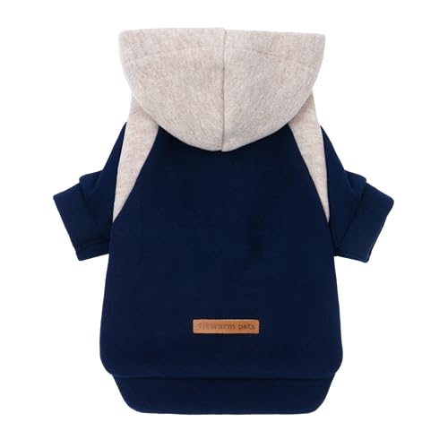 Fitwarm Farbblock-Hunde-Kapuzenpullover, Winterkleidung für kleine Hunde, Jungen und Mädchen, leichtes Haustier-Sweatshirt, Mitternachtsblau, Beige, Größe XL Fitwarm Farbblock-Hunde-Kapuzenpullover, Winterkleidung für kleine Hunde, Jungen und Mädchen, leichtes Haustier-Sweatshirt, Mitternachtsblau, Beige, Größe XL von Fitwarm