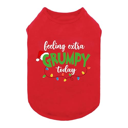 Fitwarm Feeling Extra Grumpy Today Lustiges Hunde-Shirt, Weihnachts-Hundekleidung für kleine Hunde, Jungen, Mädchen, Urlaub, Hunde-Tanktop, Haustier-Outfit, Rot, Weiß, Grün, Größe S Fitwarm Feeling Extra Grumpy Today Lustiges Hunde-Shirt, Weihnachts-Hundekleidung für kleine Hunde, Jungen, Mädchen, Urlaub, Hunde-Tanktop, Haustier-Outfit, Rot, Weiß, Grün, Größe S von Fitwarm
