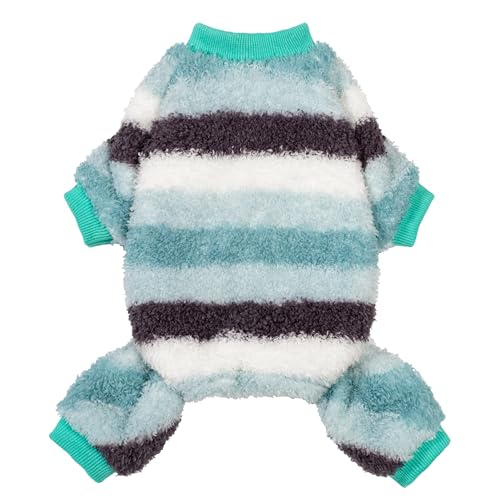 Fitwarm Flauschiger gestreifter Hunde-Pyjama aus Fleece, warme Winterkleidung für kleine Hunde, Jungen und Mädchen, gemütlicher Haustier-Einteiler mit Füßen, Helles Meergrün, Schwarz, Weiß, Größe XXL Fitwarm Flauschiger gestreifter Hunde-Pyjama aus Fleece, warme Winterkleidung für kleine Hunde, Jungen und Mädchen, gemütlicher Haustier-Einteiler mit Füßen, Helles Meergrün, Schwarz, Weiß, Größe XXL von Fitwarm