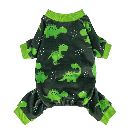 Fitwarm Fleece-Schlafanzug mit Dinosaurier-Motiv, warme Kleidung für kleine Hunde und Jungen, gemütlicher Haustier-Einteiler mit Füßen, Dunkelgrün, Hellgrün, Größe L Fitwarm Fleece-Schlafanzug mit Dinosaurier-Motiv, warme Kleidung für kleine Hunde und Jungen, gemütlicher Haustier-Einteiler mit Füßen, Dunkelgrün, Hellgrün, Größe L von Fitwarm