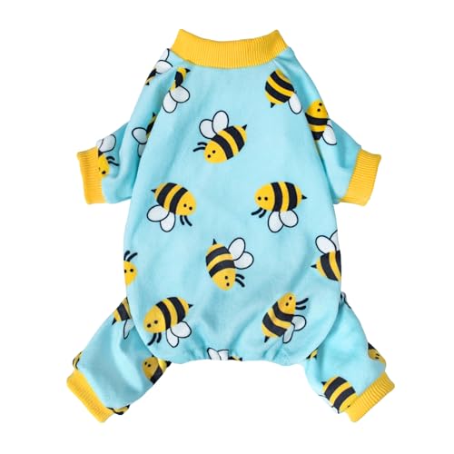 Fitwarm Funny Bee Fleece-Hunde-Pyjama, warme Winter-Hundekleidung für kleine Hunde, Jungen und Mädchen, gemütlicher Haustier-Einteiler mit Füßen, Hellblau, Größe XS Fitwarm Funny Bee Fleece-Hunde-Pyjama, warme Winter-Hundekleidung für kleine Hunde, Jungen und Mädchen, gemütlicher Haustier-Einteiler mit Füßen, Hellblau, Größe XS von Fitwarm