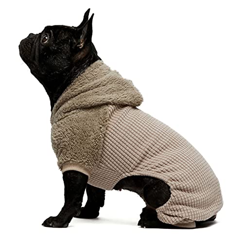 Fitwarm Fuzzy Velvet Hundemantel mit Kapuze für Mädchen, aus Thermo-Fleece, Winterkleidung, Katzenjacken, Braun, Größe M von Fitwarm