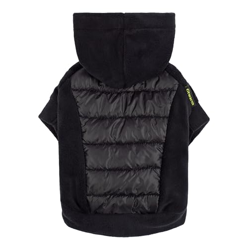 Fitwarm Gesteppter Fleece-Hunde-Kapuzenpullover, warmer Mantel, Winterkleidung für kleine Hunde, Jungen, Mädchen, leichtes Haustier-Kapuzenoutfit, Schwarz, Größe XS von Fitwarm