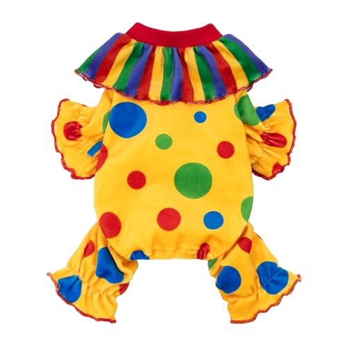 Fitwarm Halloween Hund Clown Kostüm Lustige Kleidung für Kleine Hunde Mädchen Junge Haustier Outfit Gelb XXL von Fitwarm