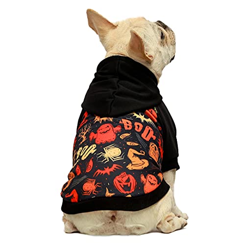 Fitwarm Halloween-Kostüm für Hunde, mit Kapuze, Kürbis-Motiv, Größe L von Fitwarm