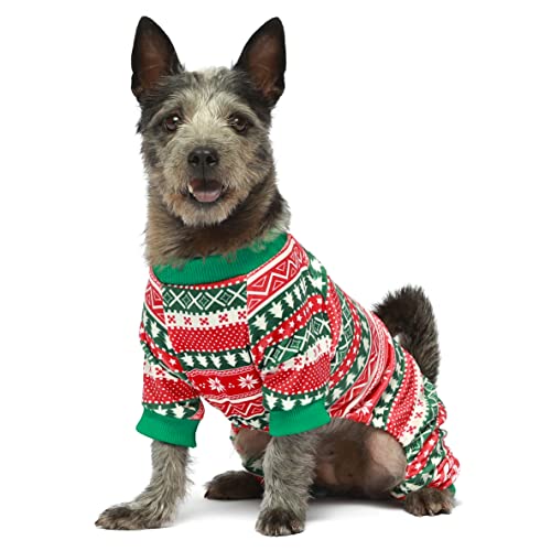 Fitwarm Hund Weihnachten Outfit, Hund Pyjama, Hund Winter Kleidung für Kleine Hunde Junge Mädchen, Haustier Ugly Sweater, Katze Kostüm, Rot Grün, XS von Fitwarm
