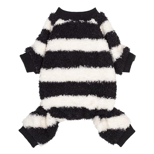 Fitwarm Hunde-Pyjama, flauschig, gestreift, Winterkleidung für kleine Hunde, Mädchen, Jungen, Fleece-Einteiler, weicher Haustier-Pyjama, Hundebekleidung, Schwarz, Weiß, Größe XL Fitwarm Hunde-Pyjama, flauschig, gestreift, Winterkleidung für kleine Hunde, Mädchen, Jungen, Fleece-Einteiler, weicher Haustier-Pyjama, Hundebekleidung, Schwarz, Weiß, Größe XL von Fitwarm