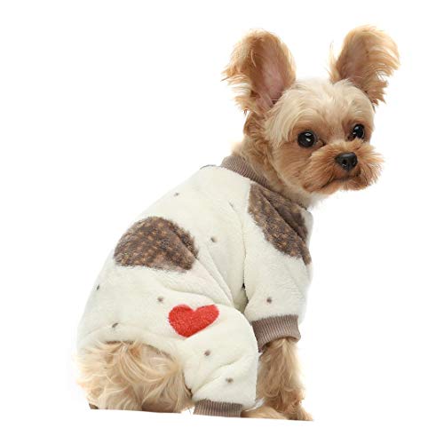 Fitwarm Igel-Thermo-Haustier-Winterkleidung für Hunde und Katzen, Einteiler, dicker Samt, cremefarben, weiß, Größe M von Fitwarm