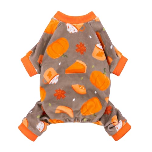 Fitwarm Kürbis-Hunde-Pyjama, Thanksgiving-Outfit für kleine Hunde, Jungen und Mädchen, Haustier-Einteiler, Braun, Orange, Größe XL Fitwarm Kürbis-Hunde-Pyjama, Thanksgiving-Outfit für kleine Hunde, Jungen und Mädchen, Haustier-Einteiler, Braun, Orange, Größe XL von Fitwarm