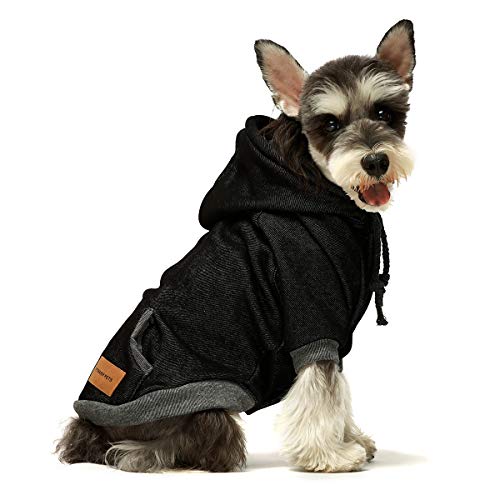 Fitwarm Lässige Haustier-Kleidung für Hunde und Katzen, Kapuzen-Shirt, Schwarz, XXL von Fitwarm