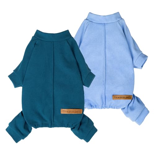 Fitwarm Leichter Fleece-Hunde-Pyjama, warme Winter-Hundekleidung für kleine Hunde, Jungen und Mädchen, flauschiger Haustier-Einteiler mit Füßen, Hellhimmelblau, Türkis, Größe L, 2 Stück Fitwarm Leichter Fleece-Hunde-Pyjama, warme Winter-Hundekleidung für kleine Hunde, Jungen und Mädchen, flauschiger Haustier-Einteiler mit Füßen, Hellhimmelblau, Türkis, Größe L, 2 Stück von Fitwarm