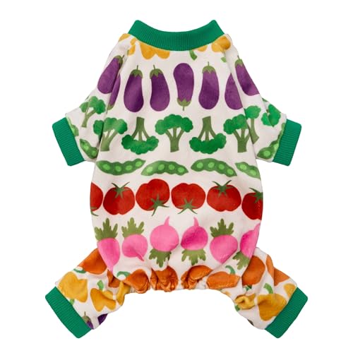 Fitwarm Lustiger Gemüse-Hunde-Pyjama, warme Winter-Hundekleidung für kleine Hunde, Jungen und Mädchen, gemütlicher Haustier-Einteiler mit Füßen, Grün, Weiß, Rot, Rosa, Lila, Größe L von Fitwarm