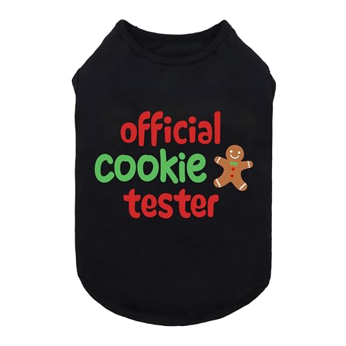 Fitwarm Offizielles Cookie-Tester, lustiges Hunde-Shirt, Weihnachts-Hundekleidung für kleine Hunde, Jungen und Mädchen, Urlaubs-Hunde-T-Shirt, Haustier-Outfit, Lebkuchen, Schwarz, Rot, Grün, Größe XL Fitwarm Offizielles Cookie-Tester, lustiges Hunde-Shirt, Weihnachts-Hundekleidung für kleine Hunde, Jungen und Mädchen, Urlaubs-Hunde-T-Shirt, Haustier-Outfit, Lebkuchen, Schwarz, Rot, Grün, Größe XL von Fitwarm