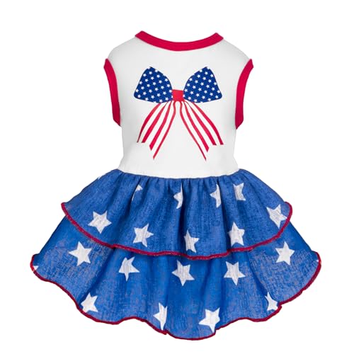 Fitwarm Patriotisches Hundekleid mit Schleife, gestufte Rüschen, 4. Juli, Kleidung für kleine Hunde und Mädchen, Haustier-Outfit, Königsblau, Rot, Weiß, Größe XS Fitwarm Patriotisches Hundekleid mit Schleife, gestufte Rüschen, 4. Juli, Kleidung für kleine Hunde und Mädchen, Haustier-Outfit, Königsblau, Rot, Weiß, Größe XS von Fitwarm