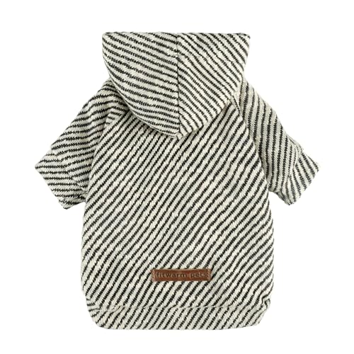 Fitwarm Silberfarbener gestreifter Hunde-Kapuzenpullover, Winterkleidung für kleine Hunde, Jungen, Mädchen, Hunde-Sweatshirt mit Kapuze, leichter Haustier-Kapuzenpullover, Silber, Schwarz, Größe L Fitwarm Silberfarbener gestreifter Hunde-Kapuzenpullover, Winterkleidung für kleine Hunde, Jungen, Mädchen, Hunde-Sweatshirt mit Kapuze, leichter Haustier-Kapuzenpullover, Silber, Schwarz, Größe L von Fitwarm