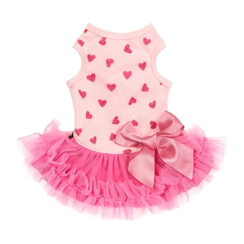 Fitwarm Sparkly Heart Dog Tutu Dress Birthday Clothes for Small Dogs Girl, Pet Outfit, Light Pink, Hot Pink, XS Fitwarm Sparkly Heart Dog Tutu Dress Birthday Clothes for Small Dogs Girl, Pet Outfit, Light Pink, Hot Pink, XS von Fitwarm